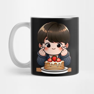 Little Boy Strawberry Pancakes Korean Finger Hearts Kpop Mug